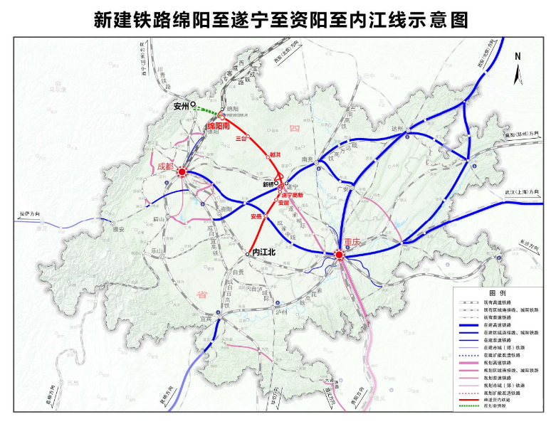 绵遂资内铁路遂宁至内江段开工，计划2030年7月建成通车，绵阳、遂宁、资阳、内江将实现1小时通勤