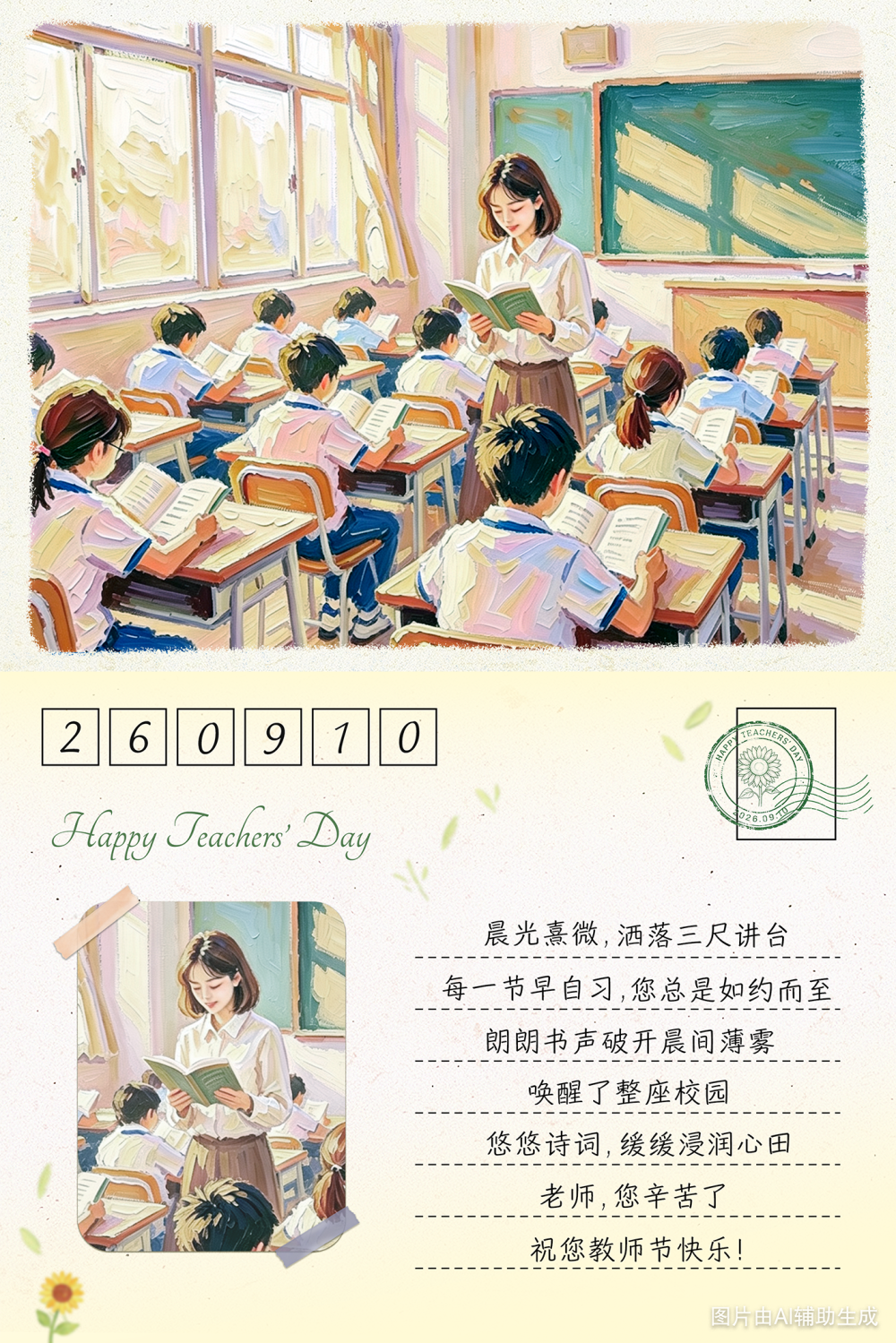 今天，写一张明信片寄给老师
