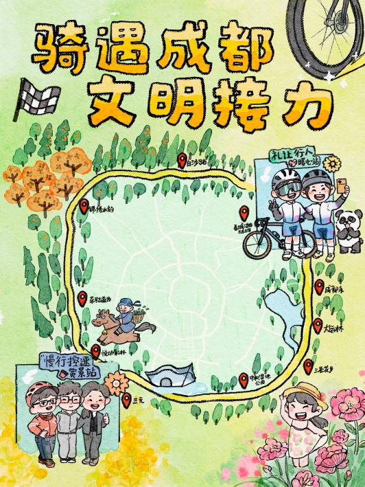 百万博主手绘绿道文明“100个骑行成都的友好瞬间”征集活动火热进行中