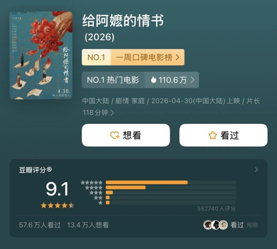 《给阿嬷的情书》票房破8亿！本周佳片速览→