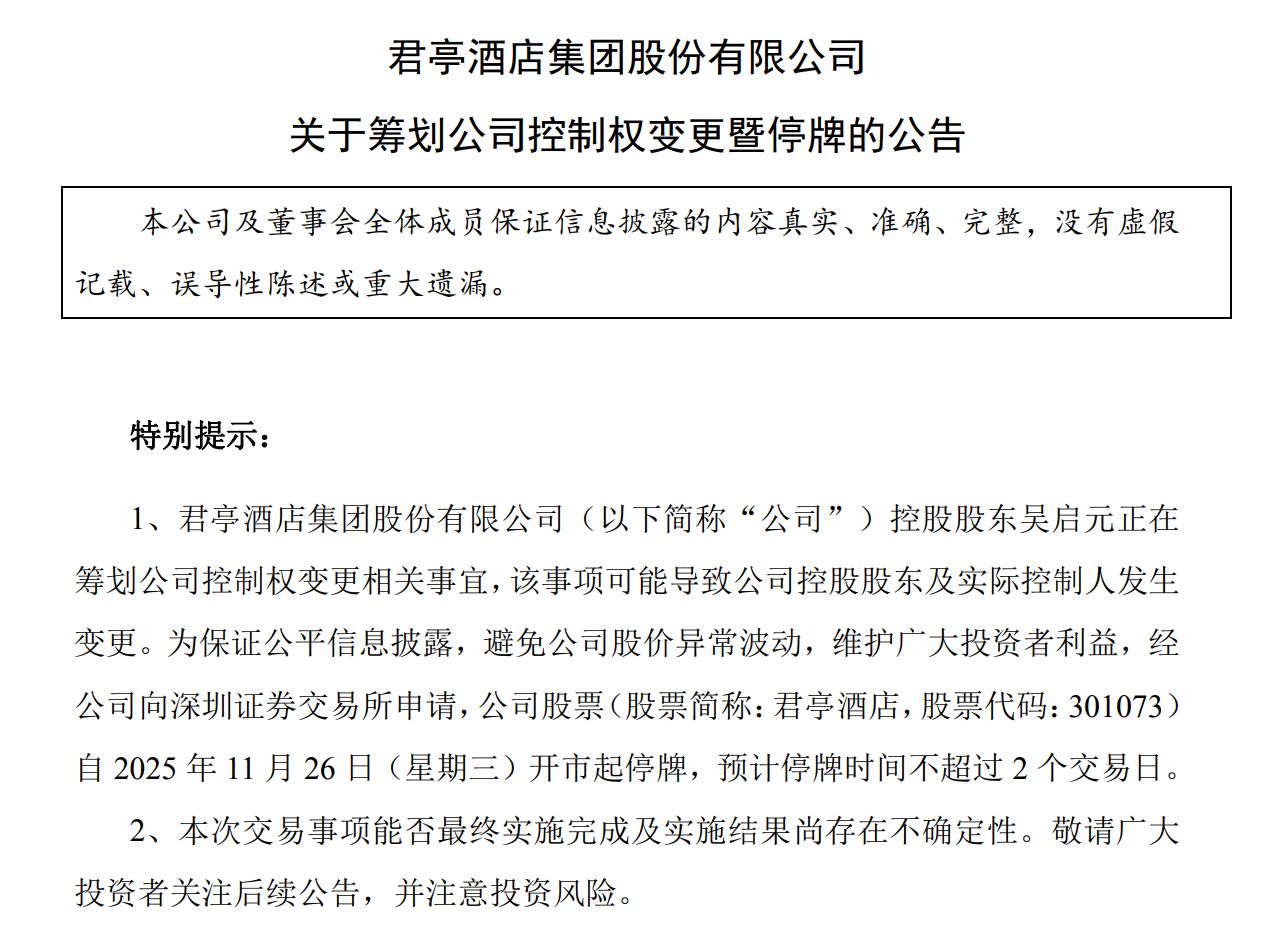 揭秘君亭酒店创始人重磅决策背后的故事，控制权拟出让，股价波动引热议，公司内幕管理揭秘！