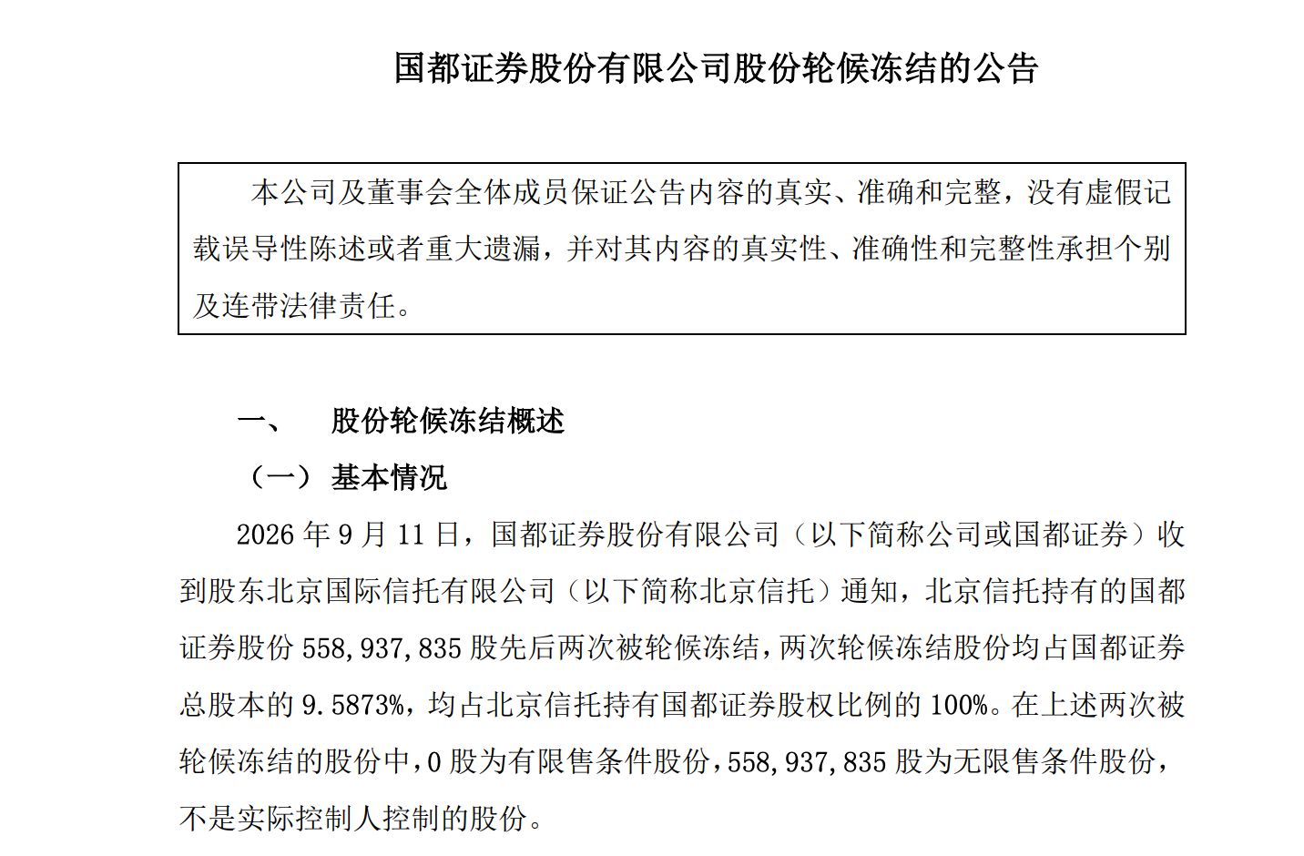 国都证券近10%股权遭轮候冻结，对应市值约8.8亿元，发生了什么？ (http://www.chichengjiaxiao.cn/) caij 第1张