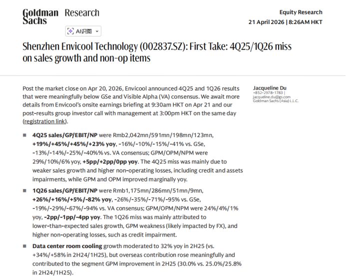 液冷龙头英维克一季报暴雷背后：近二十家券商乐观预判集体落空 (http://www.kingbaby.com.cn/) 财经 第2张